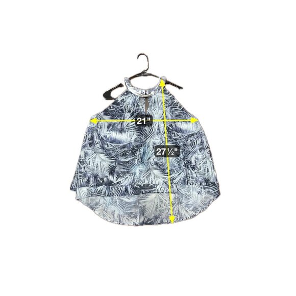 Guess Womens Sleeveless Palm Leaf Print Halter Top Blue Sz Large Flowy Boho NEW - Picture 8 of 11